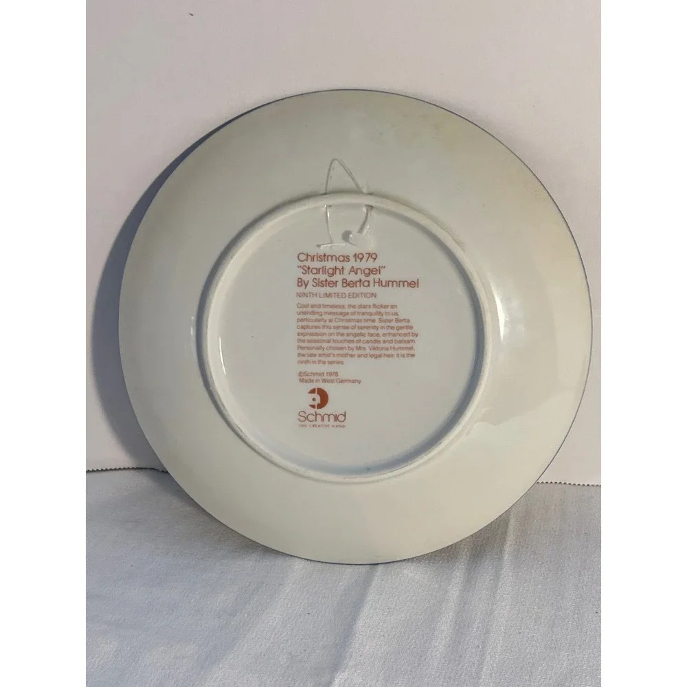 Schmid Christmas 1979 Starlight Angel Berta Hummel Collector Plate‎
